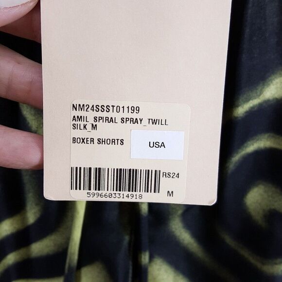 NANUSHKA Shorts Mens Medium Yellow Black Swirl Spray 100% Silk AMIL $495 - Picture 3 of 9